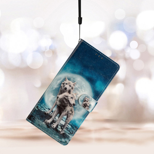 Pour Ulefone Note 14 Étui de téléphone en cuir à dessin coloré (Twin Wolves) SH301B1750-07