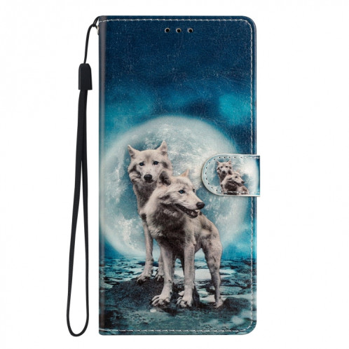 Pour Ulefone Note 14 Étui de téléphone en cuir à dessin coloré (Twin Wolves) SH301B1750-07