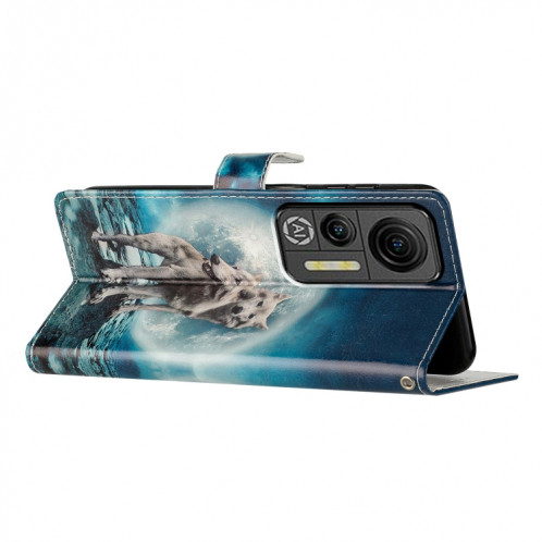 Pour Ulefone Note 14 Étui de téléphone en cuir à dessin coloré (Twin Wolves) SH301B1750-07