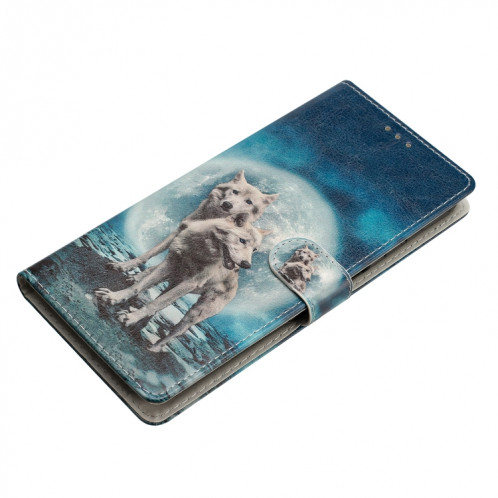 Pour Ulefone Note 14 Étui de téléphone en cuir à dessin coloré (Twin Wolves) SH301B1750-07