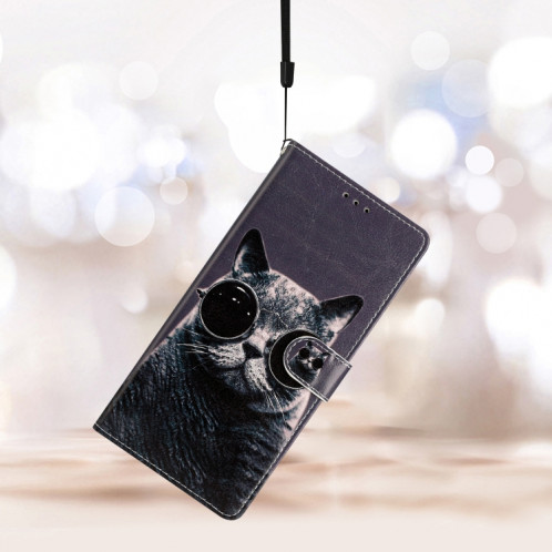 Pour Ulefone Note 14 Étui de téléphone en cuir à dessin coloré (lunettes de soleil chat) SH301C1453-07