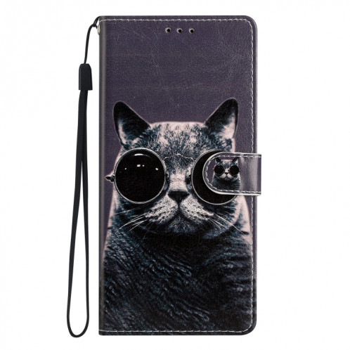 Pour Ulefone Note 14 Étui de téléphone en cuir à dessin coloré (lunettes de soleil chat) SH301C1453-07