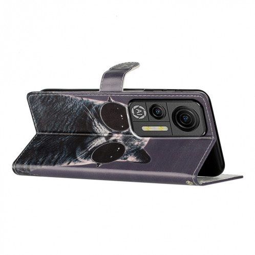 Pour Ulefone Note 14 Étui de téléphone en cuir à dessin coloré (lunettes de soleil chat) SH301C1453-07