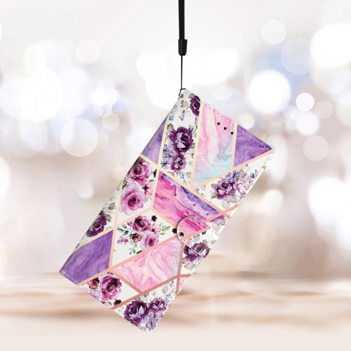 Pour Ulefone Note 14 Étui de téléphone en cuir à dessin coloré (marbre violet) SH301E158-07