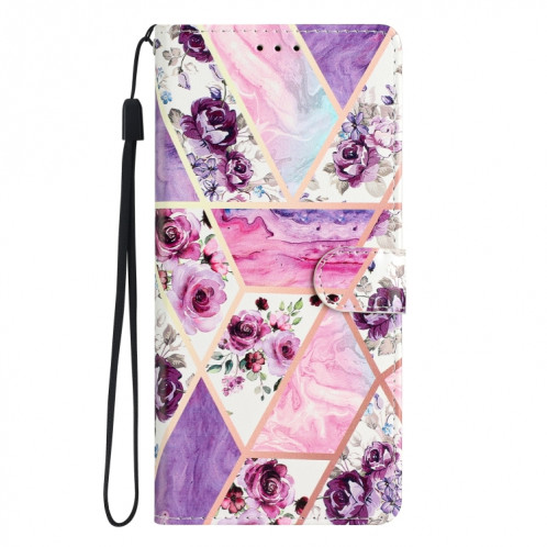 Pour Ulefone Note 14 Étui de téléphone en cuir à dessin coloré (marbre violet) SH301E158-07