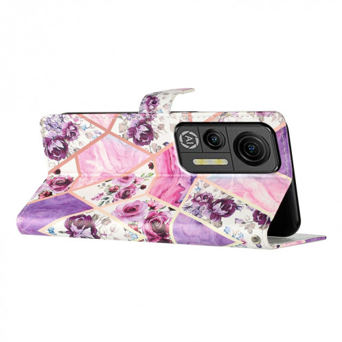 Pour Ulefone Note 14 Étui de téléphone en cuir à dessin coloré (marbre violet) SH301E158-07