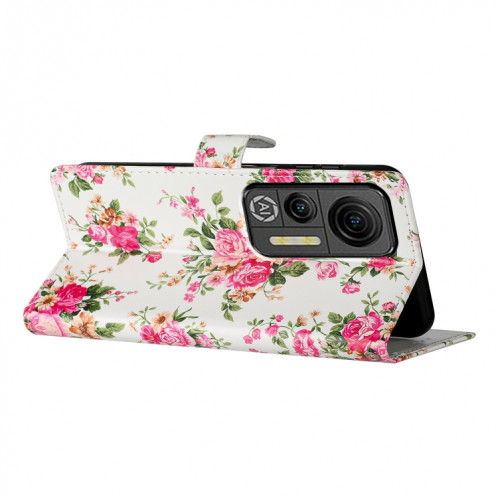Pour Ulefone Note 14 Étui de téléphone en cuir à dessin coloré (pivoines) SH301G595-07