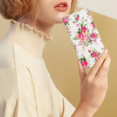 Pour Ulefone Note 14 Étui de téléphone en cuir à dessin coloré (pivoines) SH301G595-07