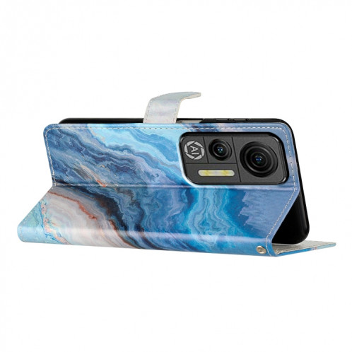 Pour Ulefone Note 14 Étui de téléphone en cuir à dessin coloré (marbre bleu) SH301I1377-07