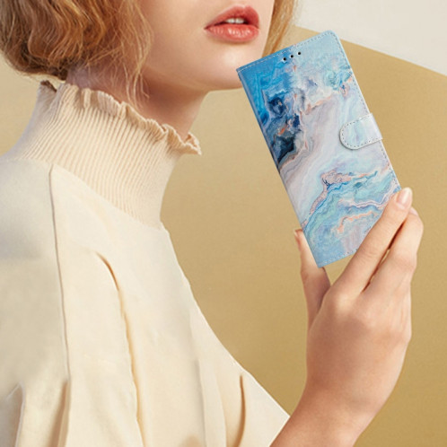Pour Ulefone Note 14 Étui de téléphone en cuir à dessin coloré (marbre bleu) SH301I1377-07