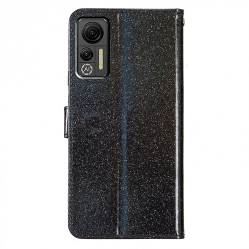 Pour Ulefone Note 14 Étui de téléphone en cuir à rabat en poudre scintillante (noir) SH901A1153-05