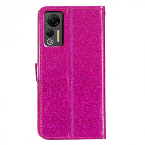 Pour Ulefone Note 14 Étui de téléphone en cuir à rabat en poudre scintillante (rose rouge) SH901B1983-05