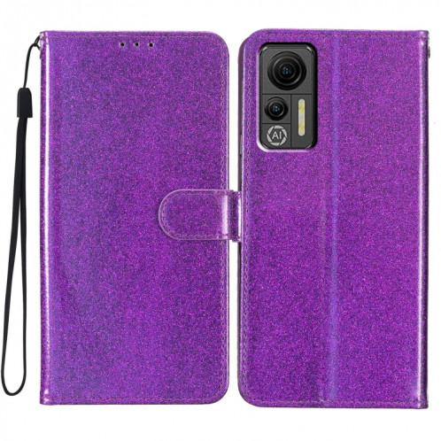 Pour Ulefone Note 14 Étui de téléphone en cuir à rabat en poudre scintillante (violet) SH901E455-05