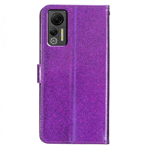 Pour Ulefone Note 14 Étui de téléphone en cuir à rabat en poudre scintillante (violet) SH901E455-05