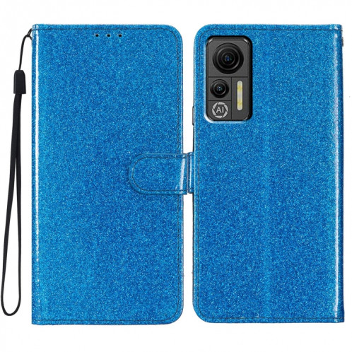 Pour Ulefone Note 14 Étui de téléphone en cuir à rabat en poudre scintillante (bleu) SH901F968-05