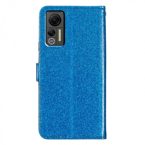 Pour Ulefone Note 14 Étui de téléphone en cuir à rabat en poudre scintillante (bleu) SH901F968-05