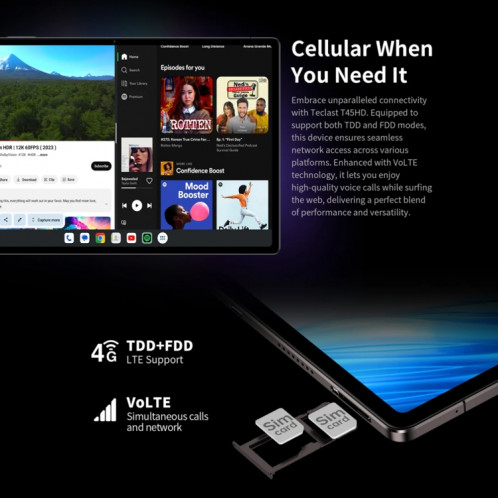 Teclast T45HD 4G LTE tablette 10,5 pouces, 16 Go + 128 Go, Android 13 Unisoc T606 Octa Core, prise en charge double SIM ST6201244-027