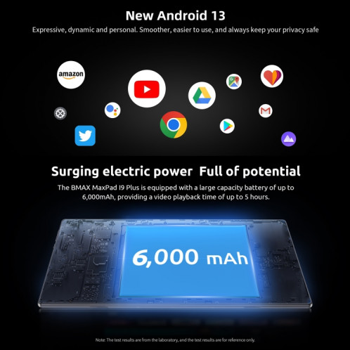 BMAX MaxPad i9 Plus, 4 Go + 64 Go, 10,1 pouces Android 13 OS RK3562 Quad Core Prise en charge WiFi-6 () SB901A364-09