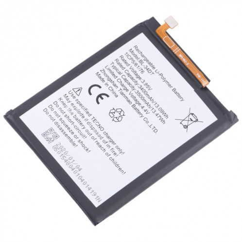 Batterie de remplacement pour Tecno Phantom 9/Camon 12 Pro, BL-34DT, 3500mAh SH5708900-04