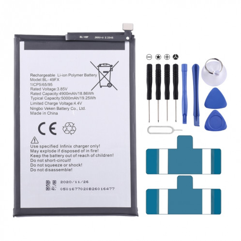 Pour Infinix Smart 6/X6511/X6511B remplacement de batterie BL-49FX 5000 mAh SH66041315-04