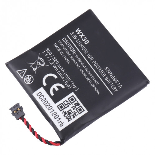 Batterie de remplacement pour Motorola Moto 360 1ère génération SNN5951A, WX30, 300mAh SH99011555-04