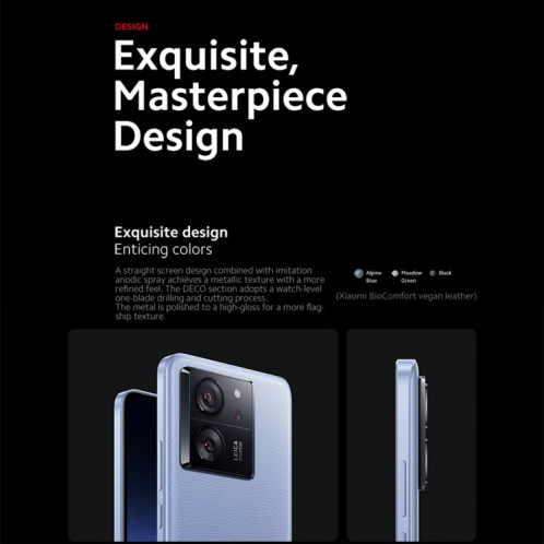 Xiaomi 13T Pro Global, 12 Go + 512 Go, 6,67 pouces MIUI 14 MediaTek Dimensity 9200+ Octa Core 3,35 GHz, NFC, réseau : 5G, objectif Leica (noir) SX002A870-011