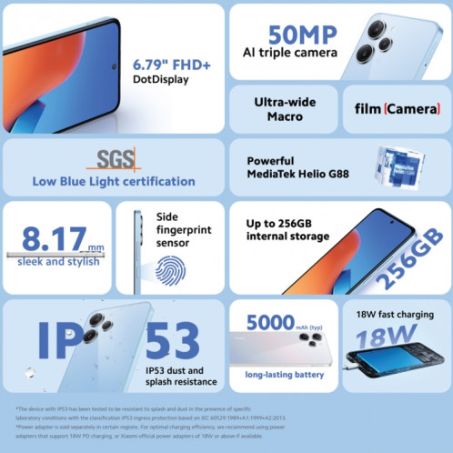  Xiaomi Redmi 12 Global, 8 Go + 128 Go, 6,79 pouces MIUI 14 MediaTek Helio G88 Octa Core 2,0 GHz, NFC, réseau : 4G (noir) SX101A1595-06