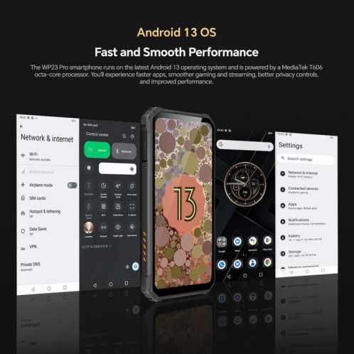 Oukitel WP23 Pro, 8 Go + 128 Go, IP68/IP69K, 6,52 pouces Unisoc T606 Octa-core, NFC, réseau : 4G (noir) SO801A1193-016