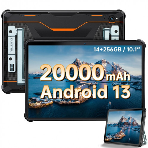  Tablette robuste OUKITEL RT6 4G réseau IP68/IP69K, 8 Go + 256 Go, 10,1 pouces Android 13 MediaTek MT8788 Octa Core prise en charge double SIM, prise UE (noir) SO001B521-014