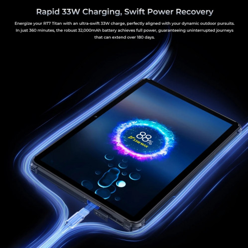  Tablette robuste OUKITEL RT7 TITAN 5G réseau IP68/IP69K, 12 Go + 256 Go, 10,1 pouces Android 13 MediaTek Dimensity 720 Octa Core prise en charge double SIM, (noir) SO301A1991-018