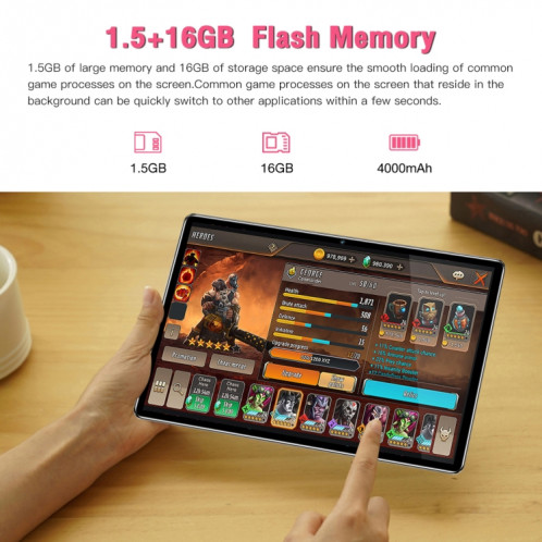 Tablette PC Tab Ultra 10,1 pouces 3G pour appels téléphoniques, 1,5 Go + 16 Go, processeur Quad Core Android 7 MTK6735, double SIM (or rose) SH201C1384-018