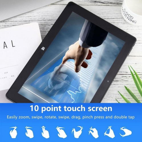 Tablette PC 2 en 1 HONGSAMDE 10,1 pouces, 12 Go + 128 Go, Windows 11, Intel Gemini Lake J4125 Quad Core avec clavier (noir) SH903A1325-07