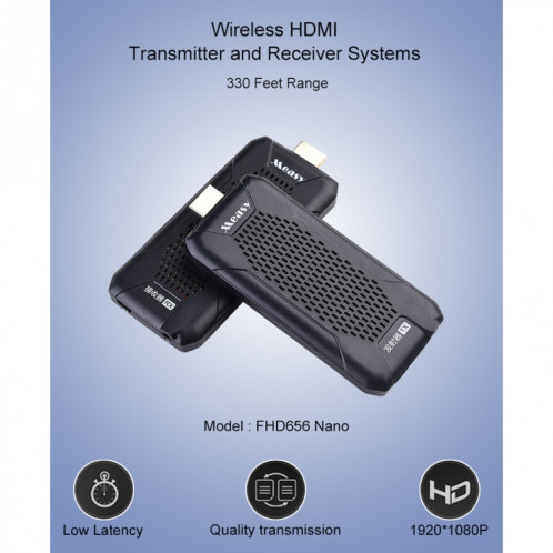 Measy FHD656 Nano 1080P HDMI 1.4 HD Audio sans fil Vidéo Double Mini Émetteur Récepteur Système de Transmission Extender, Distance de Transmission: 100 m, Prise EU SM3502841-011