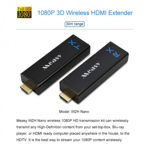 Measy W2H Nano 1080P HDMI 1.4 3D sans fil HDMI Audio vidéo émetteur récepteur Extender, Distance de transmission: 30 m, SM4602972-07