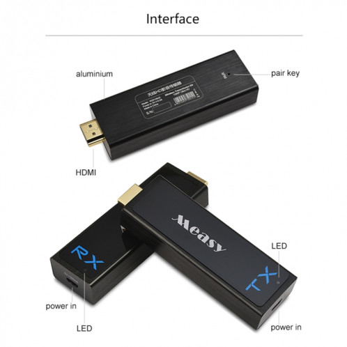 Measy W2H Nano 1080P HDMI 1.4 3D sans fil HDMI Audio vidéo émetteur récepteur Extender, Distance de transmission: 30 m, SM4602972-07