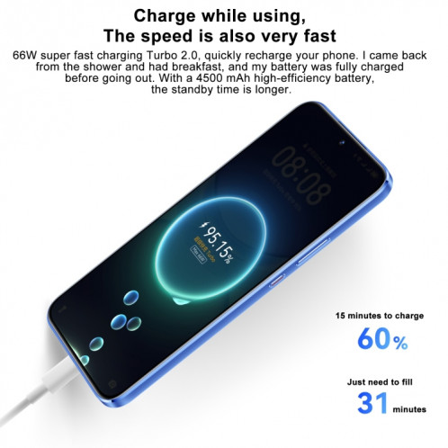 Huawei nova 12 Active, 8 Go + 512 Go, identification par empreinte digitale à l'écran, 6,7 pouces HarmonyOS 4.0 Qualcomm Snapdragon 778G 4G Octa Core, réseau : 4G, NFC, OTG, ne prend pas en charge Google Play (bleu) SH202C955-010