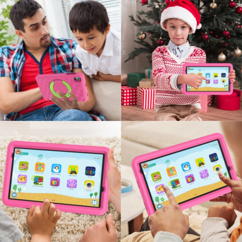 Pritom B8K WiFi Kid Tablette 8 pouces, 4 Go + 64 Go, Android 13 Allwinner A523 Octa Core CPU Prise en charge du contrôle parental Google Play (Rose) SP501A1747-08