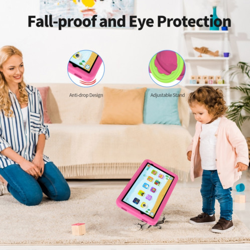 Pritom B8K WiFi Kid Tablette 8 pouces, 4 Go + 64 Go, Android 13 Allwinner A523 Octa Core CPU Prise en charge du contrôle parental Google Play (Rose) SP501A1747-08