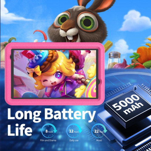 Pritom B8K WiFi Kid Tablette 8 pouces, 4 Go + 64 Go, Android 13 Allwinner A523 Octa Core CPU Prise en charge du contrôle parental Google Play (Rose) SP501A1747-08