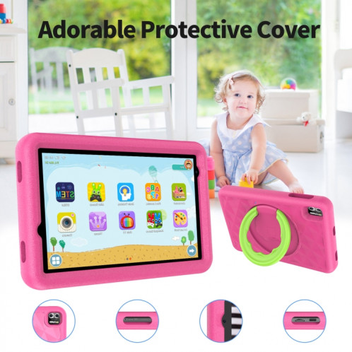 Pritom B8K WiFi Kid Tablette 8 pouces, 4 Go + 64 Go, Android 13 Allwinner A523 Octa Core CPU Prise en charge du contrôle parental Google Play (Rose) SP501A1747-08