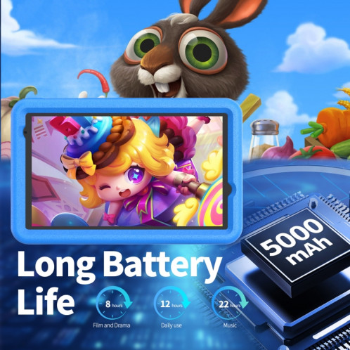 Pritom B8K WiFi Kid Tablette 8 pouces, 4 Go + 64 Go, Android 13 Allwinner A523 Octa Core CPU Prise en charge du contrôle parental Google Play (Bleu) SP501B1345-08
