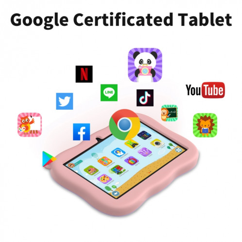 Tablette PC pour enfants K7 Pro Panda 7 pouces WiFi, 2 Go + 32 Go, Android 13 Allwinner A100 Quad Core CPU Support Google Play (rose) SH401A628-06