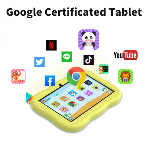 Tablette PC pour enfants K7 Pro Panda 7 pouces WiFi, 2 Go + 32 Go, Android 13 Allwinner A100 Quad Core CPU Support Google Play (Jaune) SH401B966-06