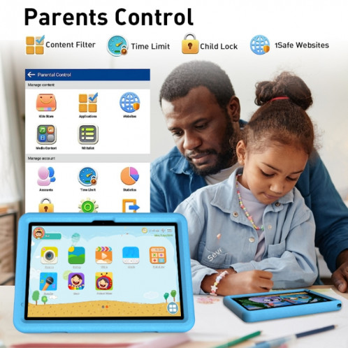 P30H WiFi Kid Tablet 10,1 pouces, 4 Go + 128 Go, Android 13 Allwinner A523 Octa Core CPU Prise en charge du contrôle parental Google Play (Rose) SH701A508-07