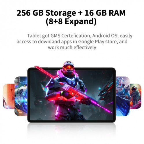 VASOUN P200 Tablette PC 12 pouces 4G LTE, 8 Go + 256 Go, Android 13 Unisoc T616 Octa Core CPU Support Google Play (Gris) SV001A1784-06