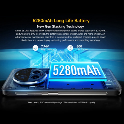  Téléphone ultra robuste Ulefone Armor 23, 12 Go + 512 Go, 6,78 pouces Android 13 MediaTek Dimensity 8020 Octa Core jusqu'à 2,6 GHz, réseau : 5G, NFC, OTG, messagerie satellite (Elite Black) SU601A1550-023