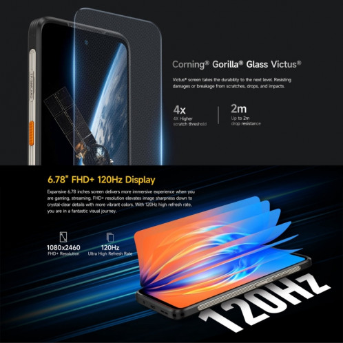  Téléphone ultra robuste Ulefone Armor 23, 12 Go + 512 Go, 6,78 pouces Android 13 MediaTek Dimensity 8020 Octa Core jusqu'à 2,6 GHz, réseau : 5G, NFC, OTG, messagerie satellite (Elite Black) SU601A1550-023