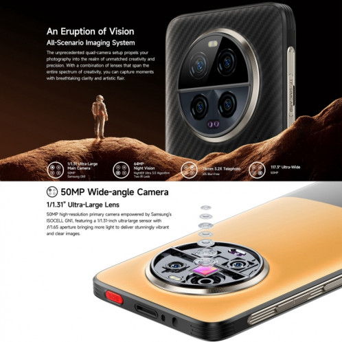  Téléphone ultra robuste Ulefone Armor 23, 12 Go + 512 Go, 6,78 pouces Android 13 MediaTek Dimensity 8020 Octa Core jusqu'à 2,6 GHz, réseau : 5G, NFC, OTG, messagerie satellite (Elite Black) SU601A1550-023