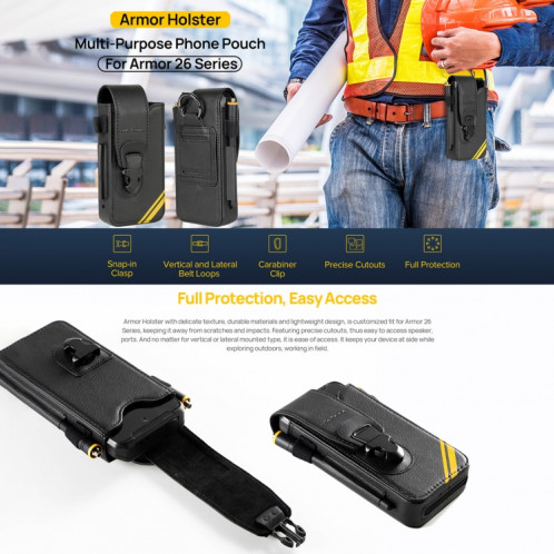 Pour Ulefone Armor 26 Ultra Ulefone Armor Holster, pochette de téléphone polyvalente, sac de taille (noir) SU602A1613-06