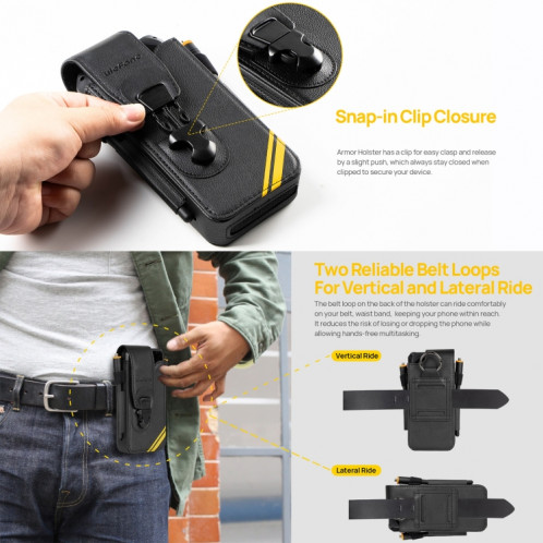 Pour Ulefone Armor 26 Ultra Ulefone Armor Holster, pochette de téléphone polyvalente, sac de taille (noir) SU602A1613-06
